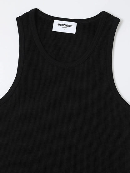380 GSM WAFFLE WEAVE 'BLACK' TANK
