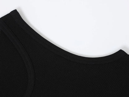 380 GSM WAFFLE WEAVE 'BLACK' TANK