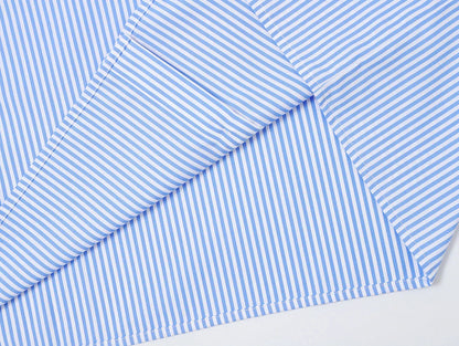 BOXY CROPPED 'BLUE' STRIPED SHIRT