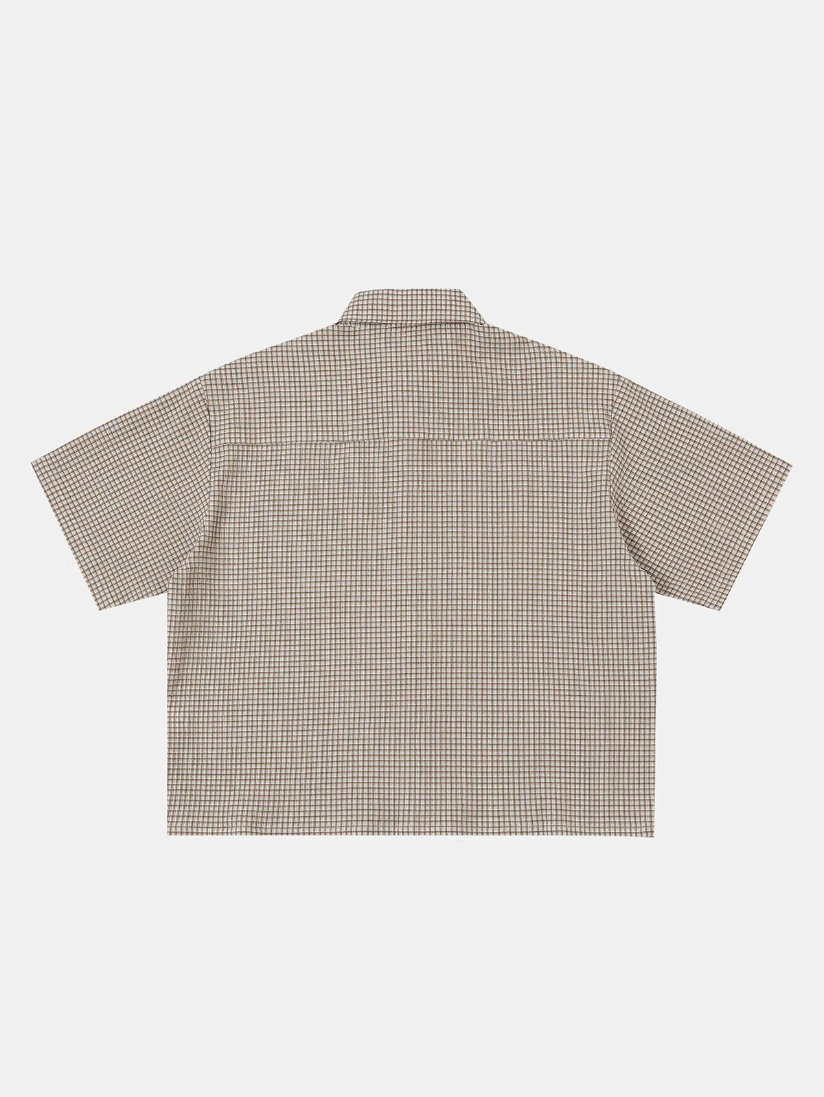 BOXY CROPPED FIT 'BEIGE' PLAID SHIRT
