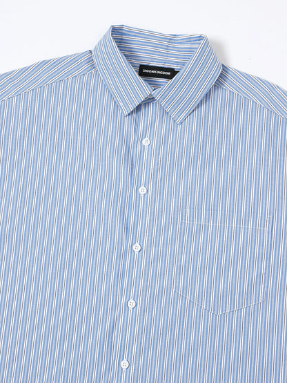 BOXY CROPPED 'BLUE' STRIPED LONG-SLEEVE SHIRT