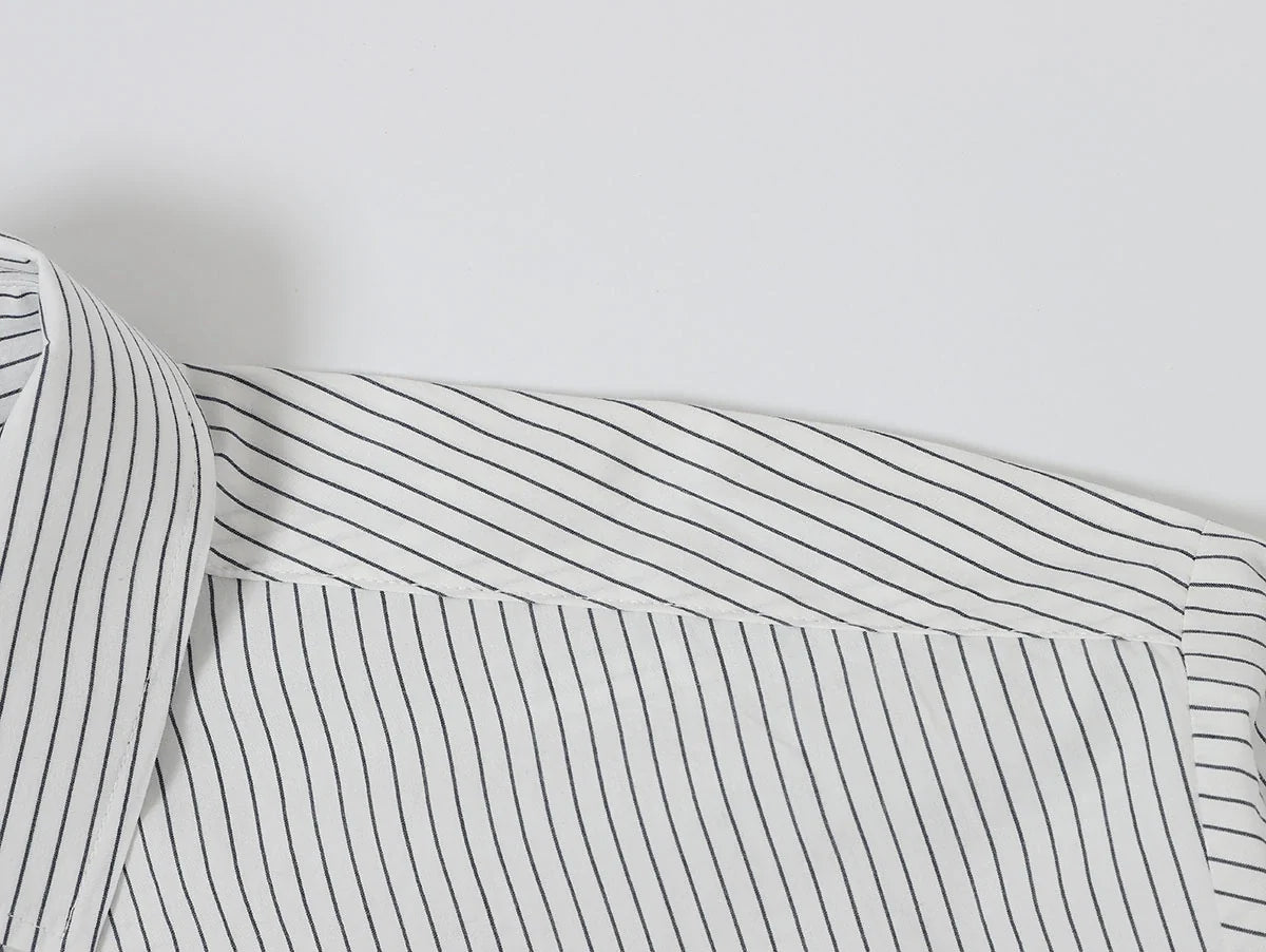 BOXY CROPPED 'WHITE' STRIPED LONG-SLEEVE SHIRT