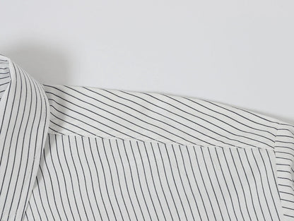 BOXY CROPPED 'WHITE' STRIPED LONG-SLEEVE SHIRT