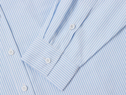 BOXY CROPPED 'PURE BLUE' STRIPED LONG-SLEEVE SHIRT