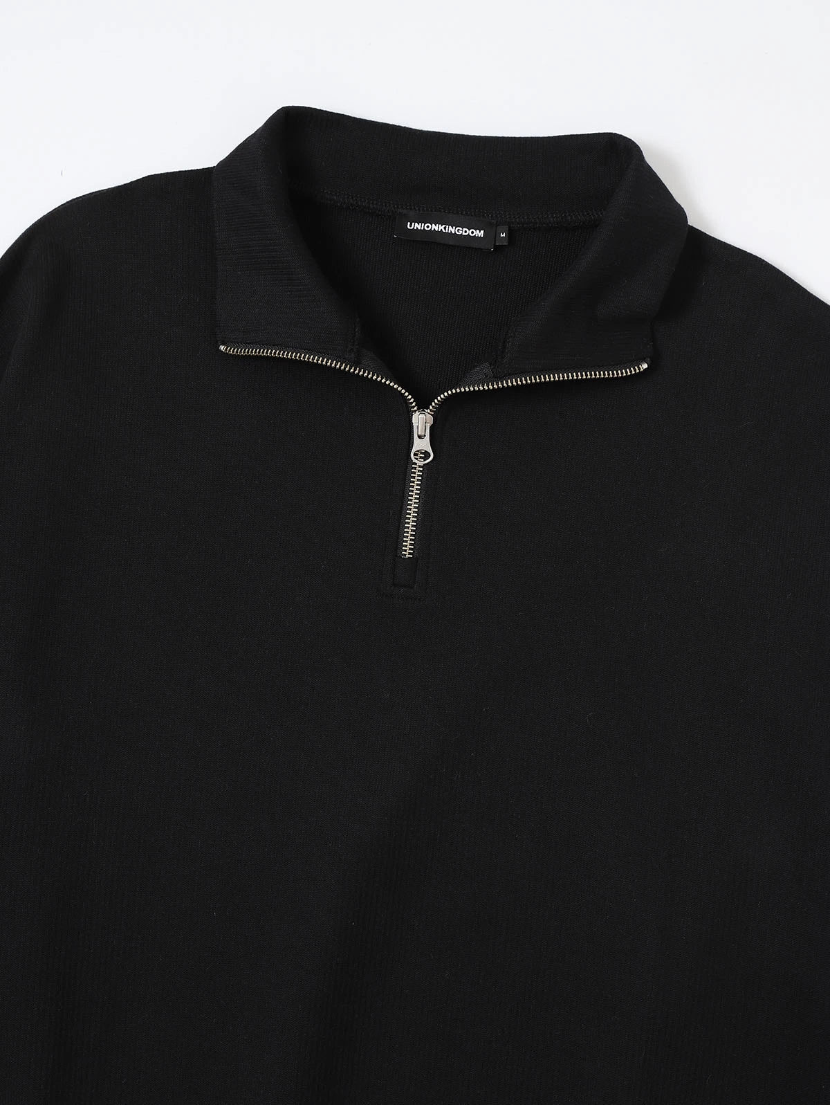 430 GSM BOXY CROPPED FIT QUARTER-ZIP 'BLACK' SWEATSHIRT