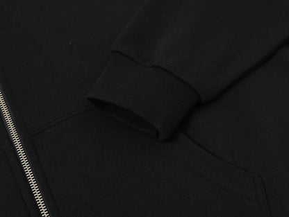 360 GSM 100% COTTON BOXY CROPPED 'BLACK' ZIP-UP HOODIE