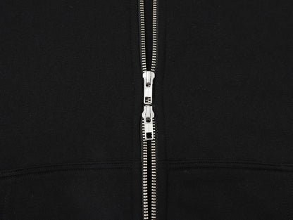 360 GSM 100% COTTON BOXY CROPPED 'BLACK' ZIP-UP HOODIE