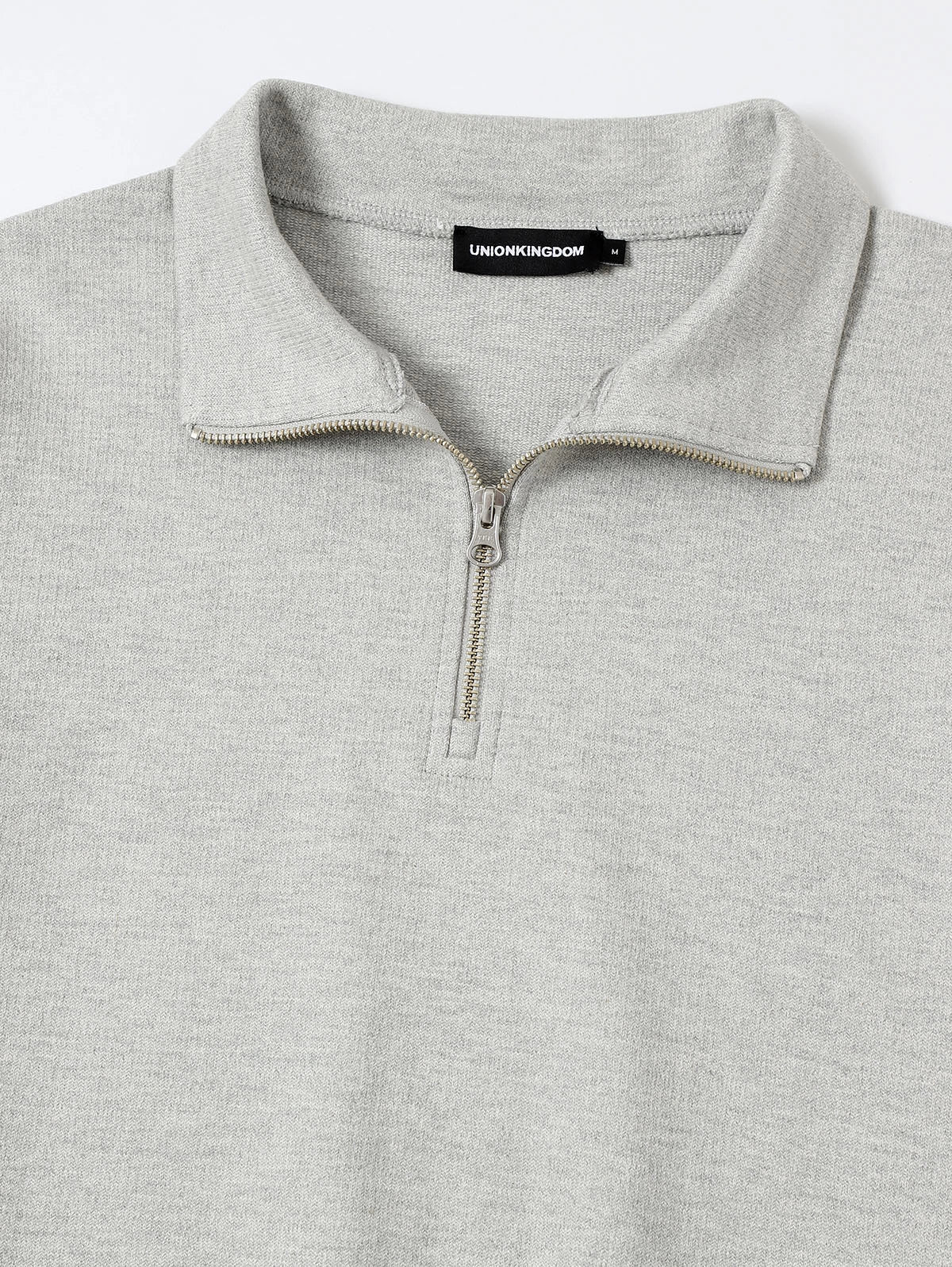 360 GSM 100% COTTON BOXY CROPPED FIT QUARTER-ZIP 'FLOWER GRAY'SWEATSHIRT