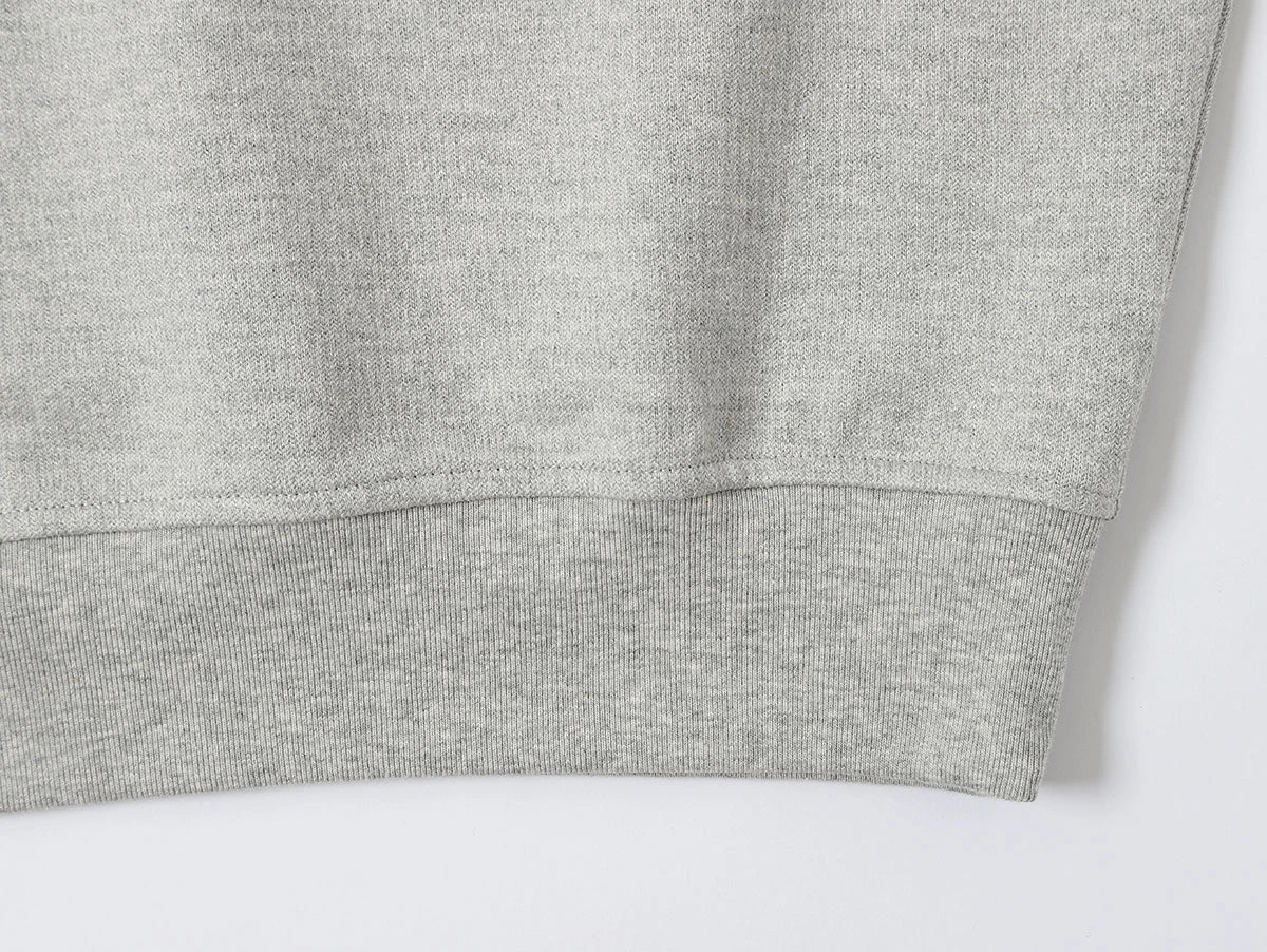 360 GSM 100% COTTON BOXY CROPPED FIT QUARTER-ZIP 'FLOWER GRAY'SWEATSHIRT