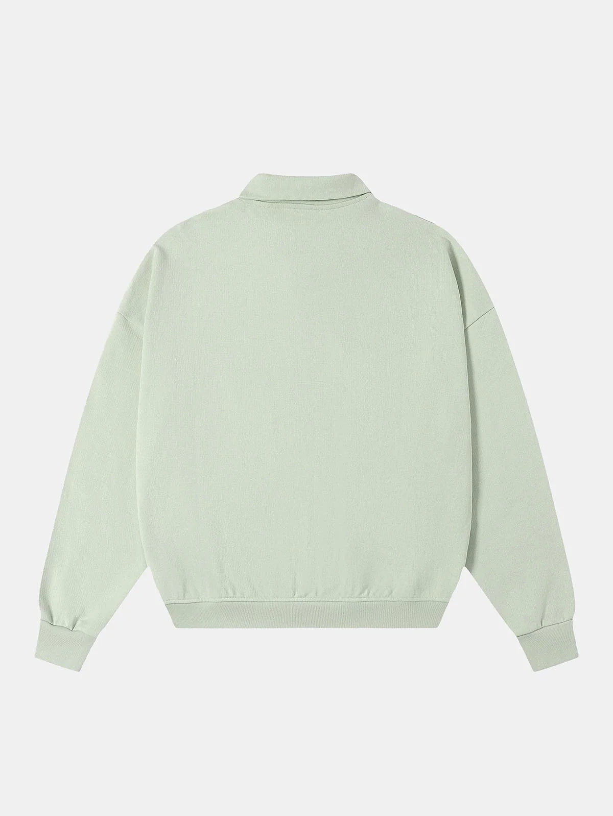 360 GSM 100% COTTON BOXY CROPPED FIT QUARTER-ZIP 'LIGHT GREEN' SWEATSHIRT