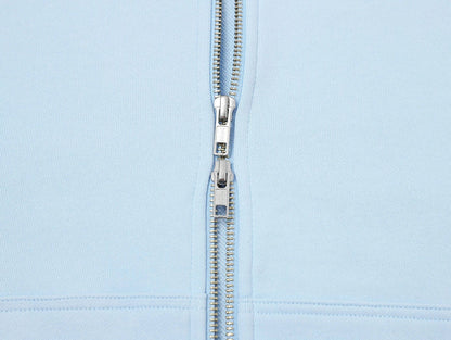 360 GSM 100% COTTON BOXY CROPPED 'PURE BLUE' ZIP-UP HOODIE