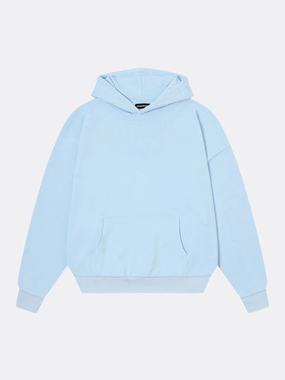 360 GSM 100% COTTON BOXY CROPPED FIT 'PURE BLUE' HOODIE