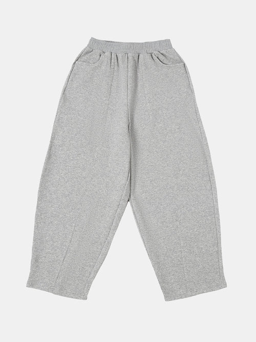 380 GSM COZY BAGGY BUBBLE 'FLOWER GRAY' STRAIGHT PANTS