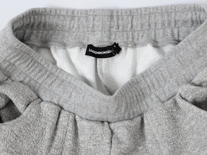 380 GSM COZY BAGGY BUBBLE 'FLOWER GRAY' STRAIGHT PANTS