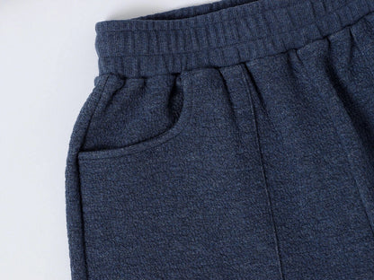 380 GSM COZY BAGGY BUBBLE 'DENIM BLUE' STRAIGHT PANTS