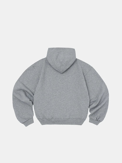 480 GSM FLEECE CROPPED FIT 'FLOWER GRAY' ZIP-UP HOODIE