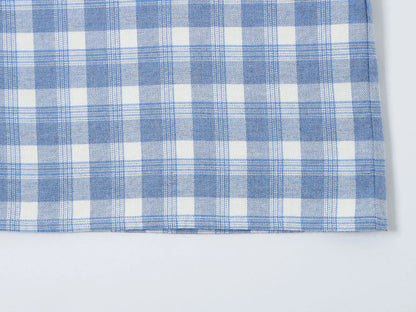 BOXY CROPPED FIT PLAID FLANNEL SHIRT