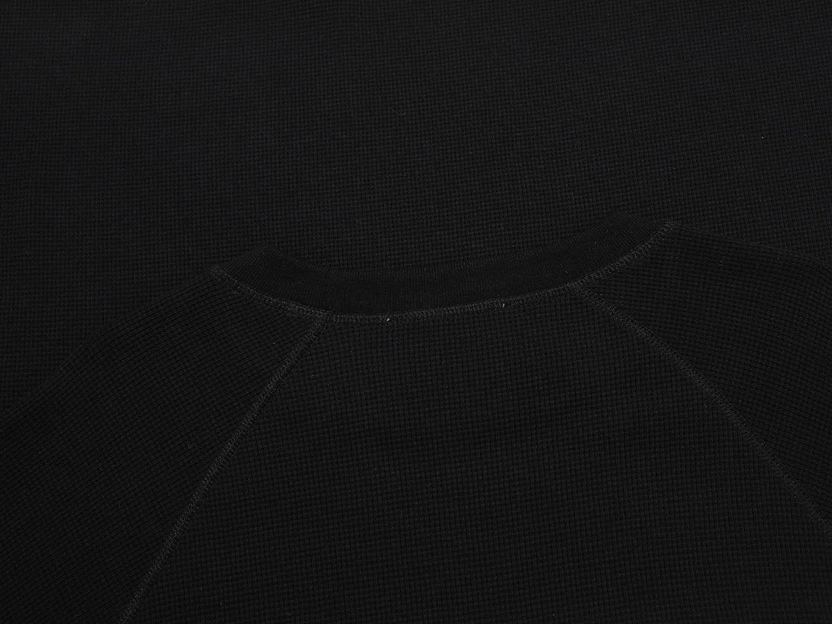 380 GSM WAFFLE WEAVE 'BLACK' LONG SLEEVE