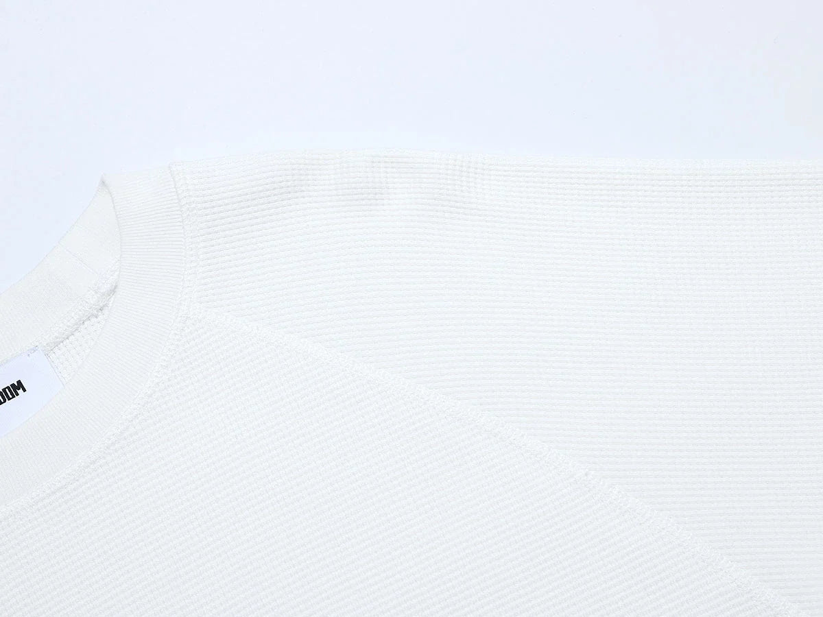 380 GSM WAFFLE WEAVE 'WHITE' LONG SLEEVE