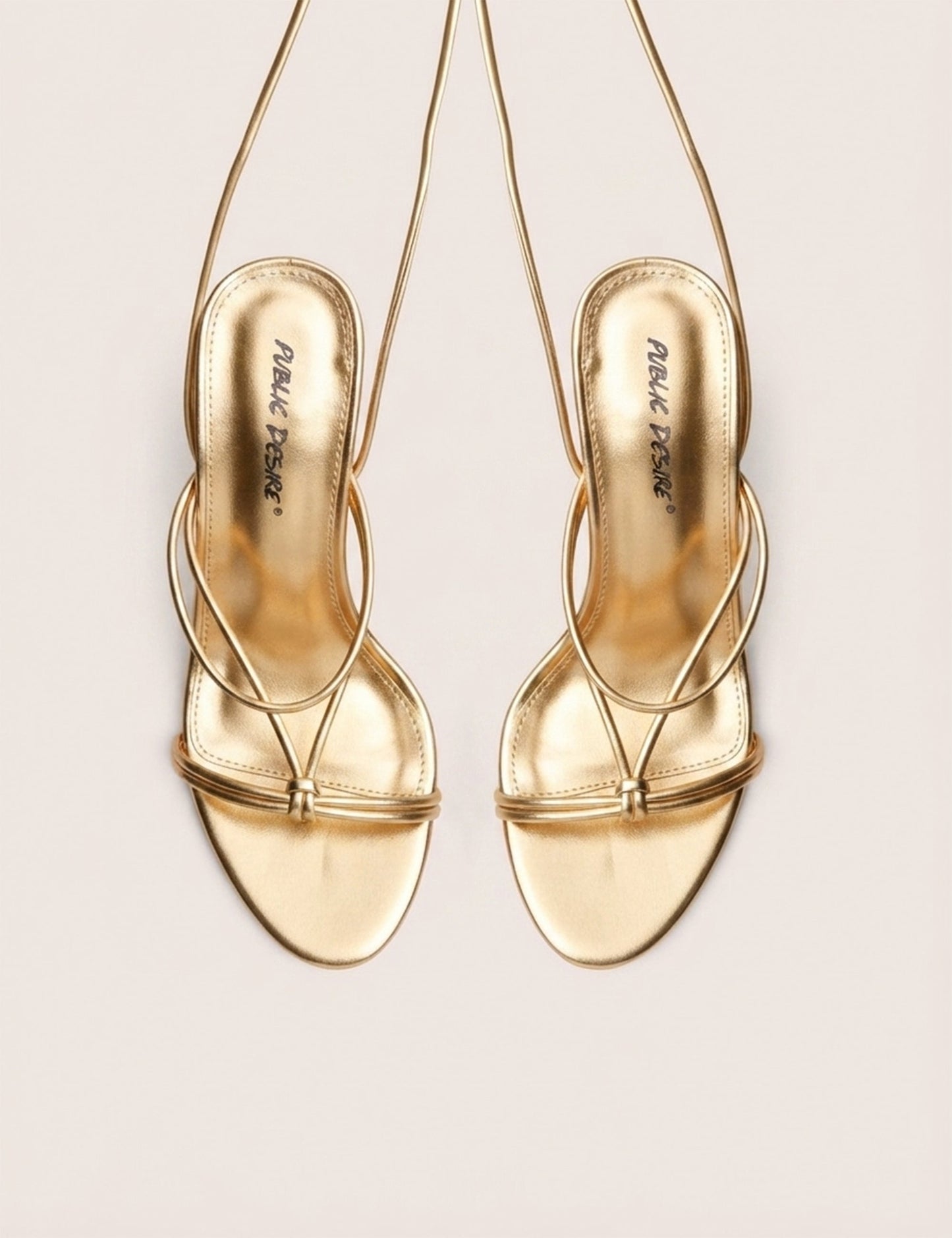 Marcel Gold Strappy Ankle Tie High Heels