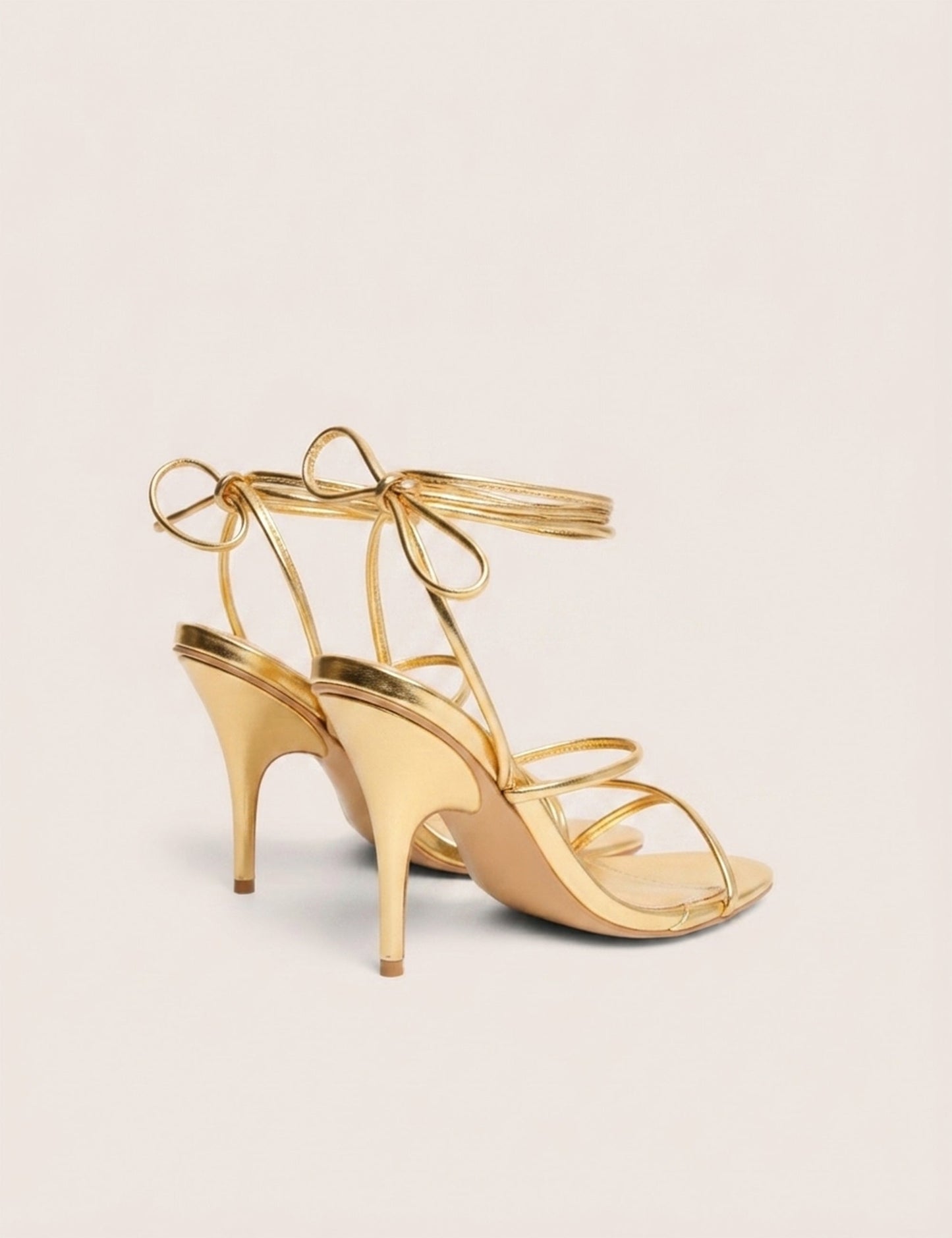 Marcel Gold Strappy Ankle Tie High Heels