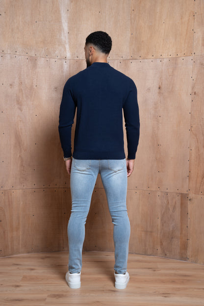Capo TWIST Cotton 1/4 Zip Jumper - Navy