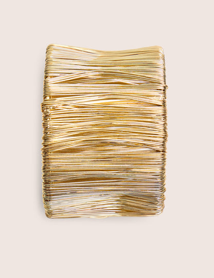 Wire Detail Open Cuff Bracelet Gold