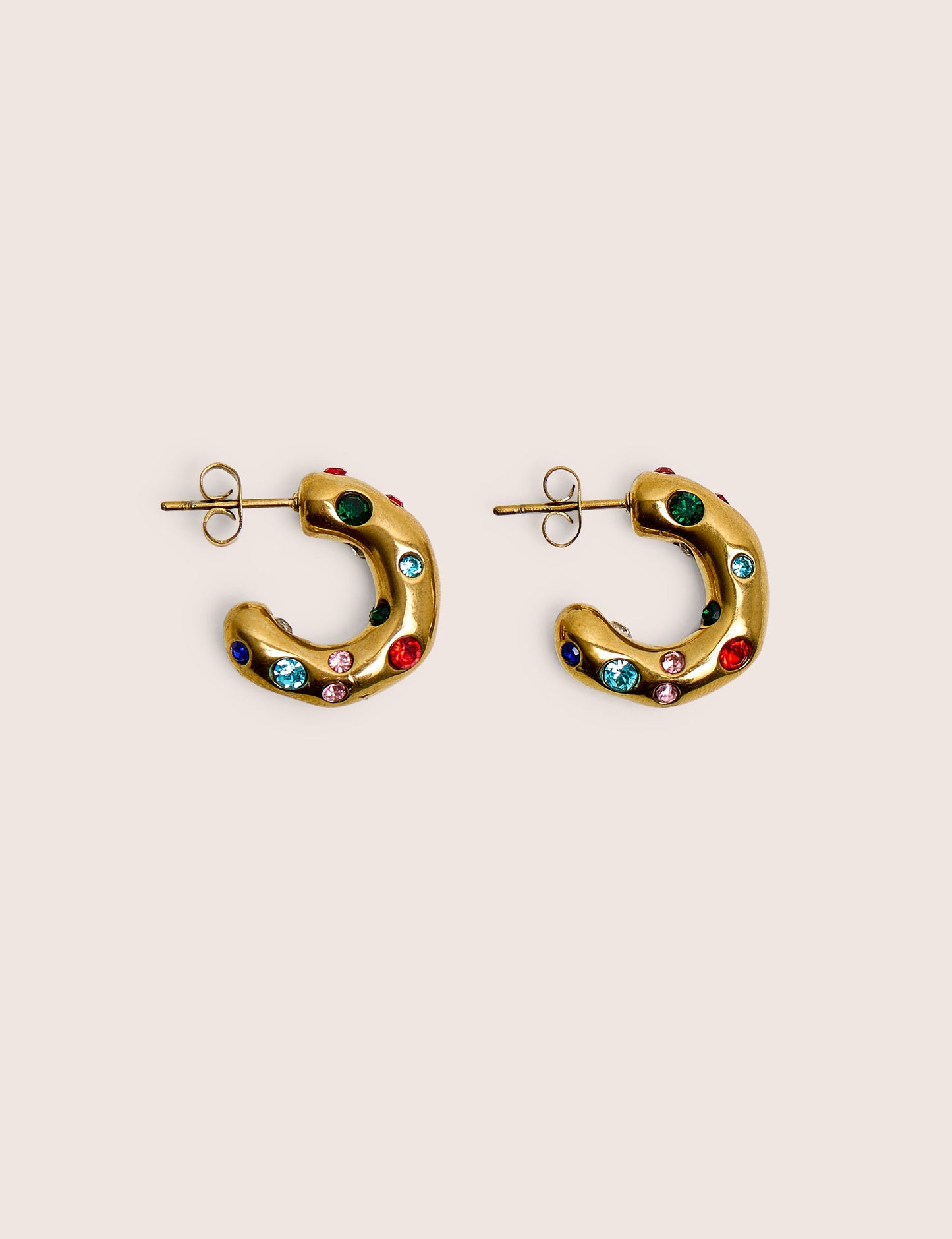 Public Desire Multi Coloured Diamante Hoop Earrings in Gold