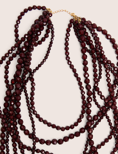 Multi Layered Beaded Necklace in Brown