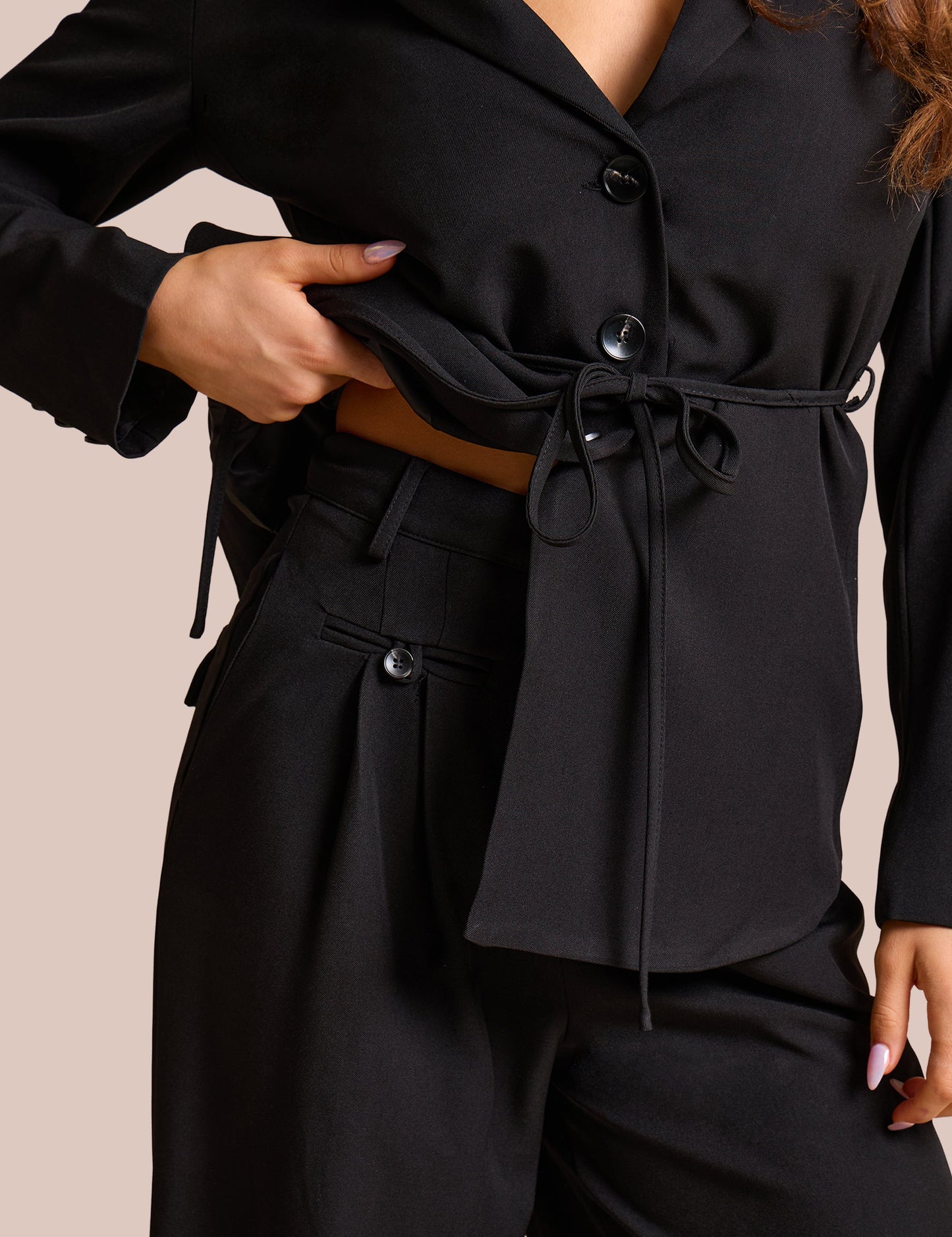 High Waist Tailored Wide Leg Trouser Black