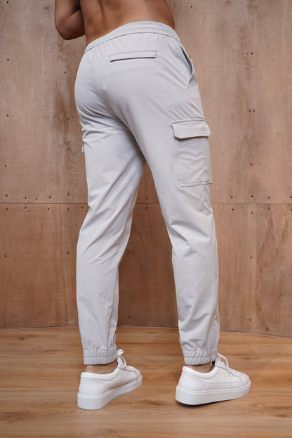 Capo Smart Cuffed Cargo Pants - Light Grey