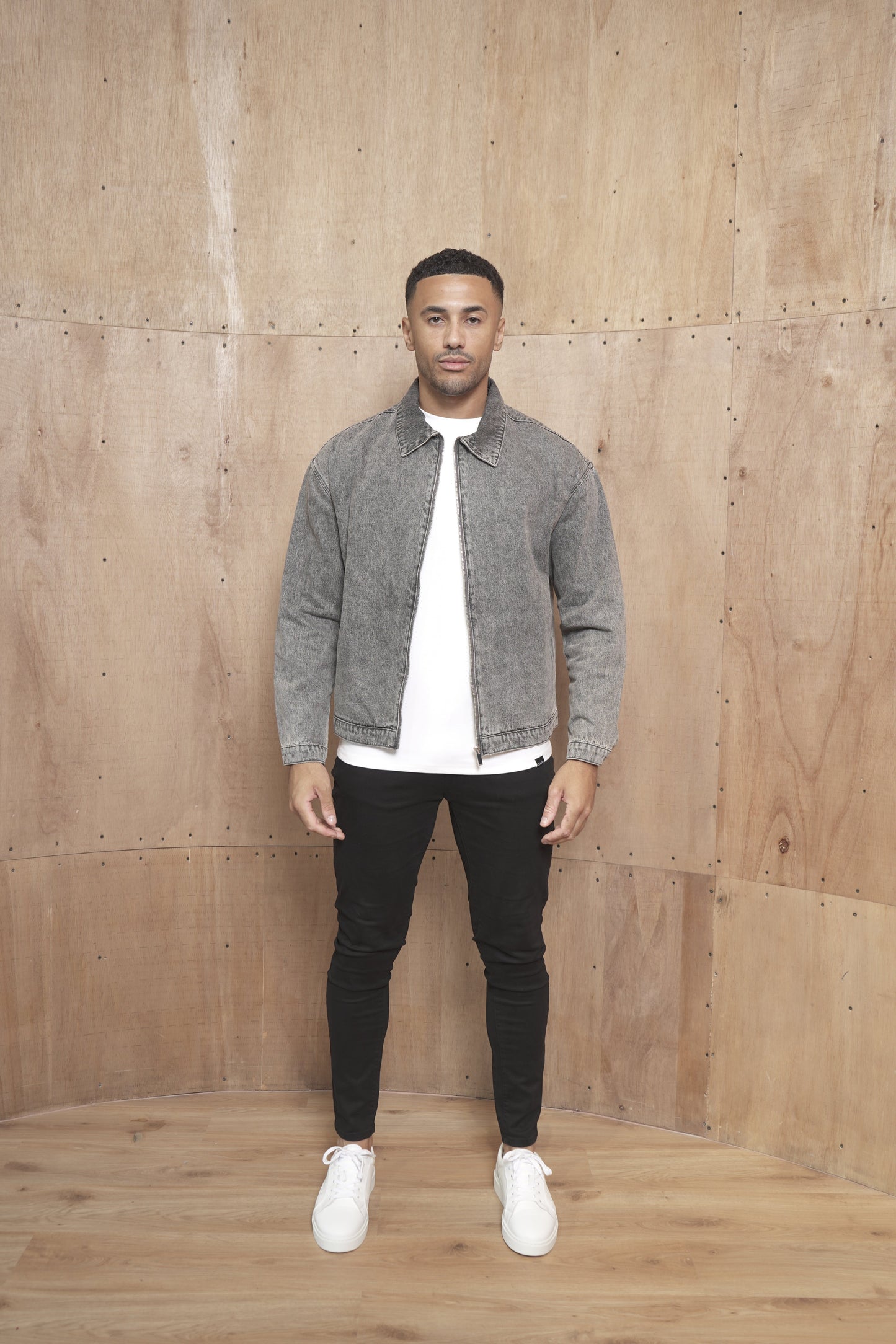 Capo Washed Zip Denim Jacket - Washed Black
