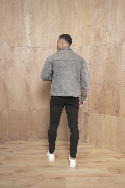 Capo Washed Zip Denim Jacket - Washed Black