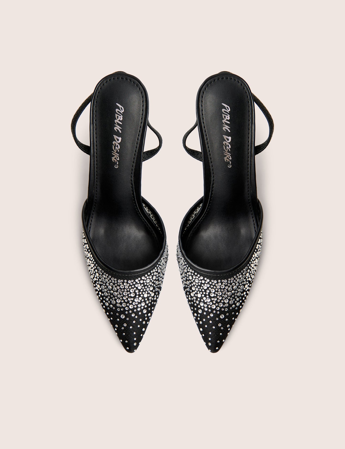 Rochie Black Mesh Embellished Sling Back Court Heels