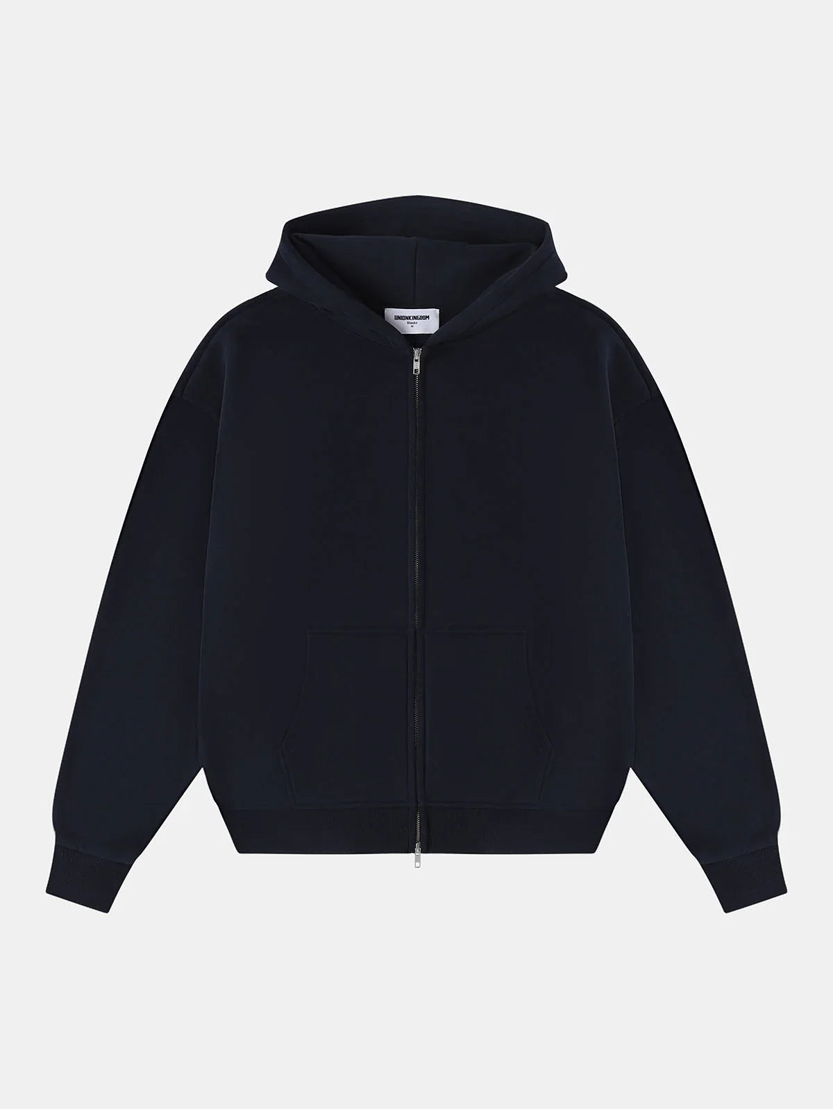 360 GSM CROPPED FIT 'NAVY BLUE' ZIP-UP HOODIE
