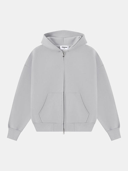 630 GSM BOXY CROPPED FIT 'ARCTIC GRAY' ZIP-UP HOODIE