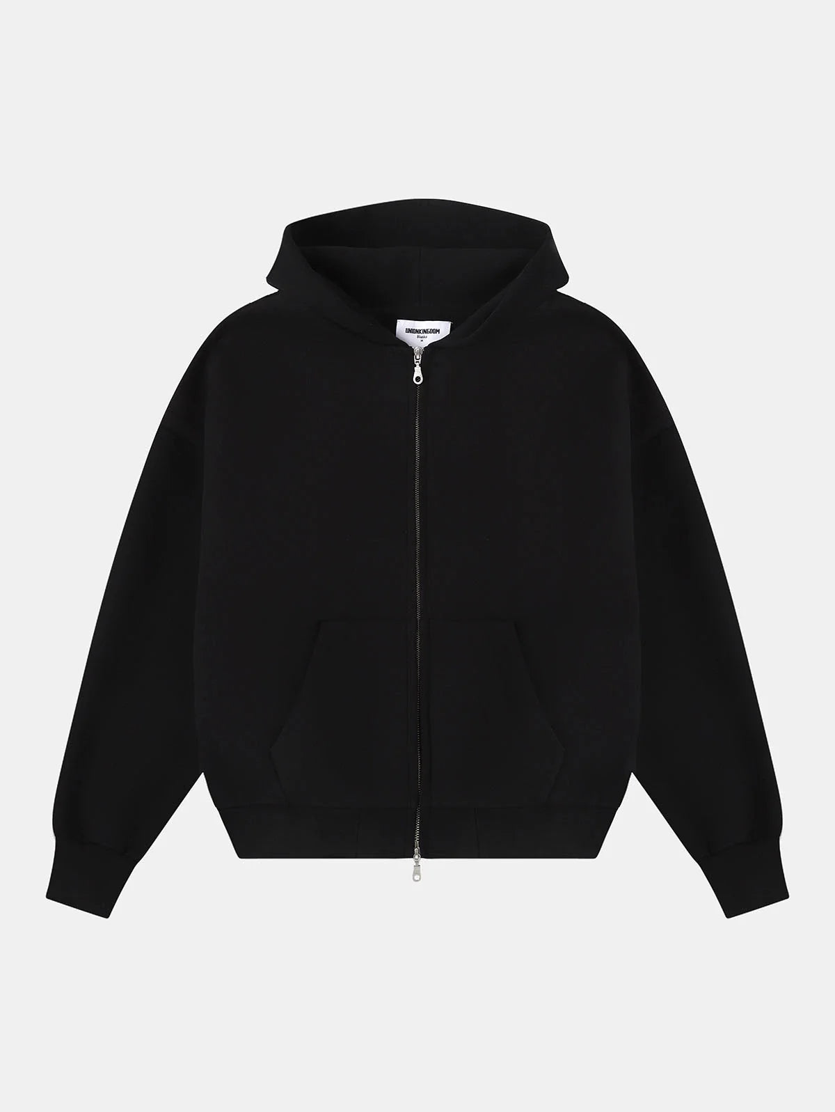 630 GSM BOXY CROPPED FIT 'BLACK' ZIP-UP HOODIE