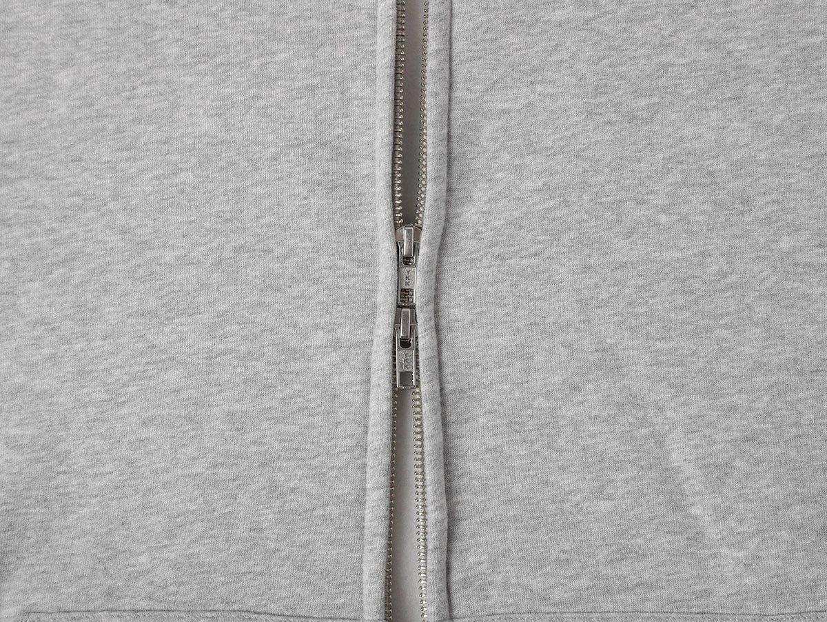 360 GSM CROPPED FIT 'FLOWER GRAY' ZIP-UP HOODIE