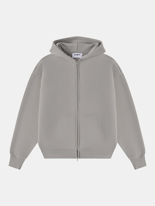 360 GSM CROPPED FIT 'SILVER GRAY' ZIP-UP HOODIE