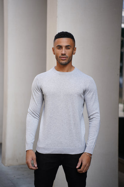 Capo Egyptian Cotton Crew Neck Jumper - Grey