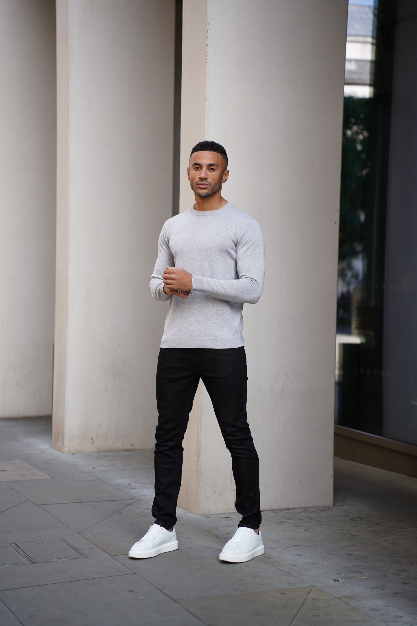 Capo Egyptian Cotton Crew Neck Jumper - Grey