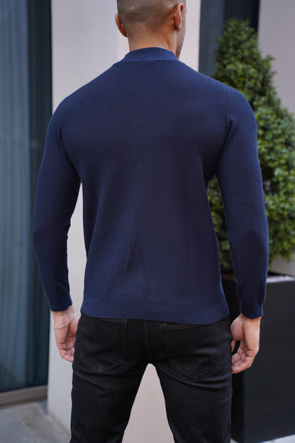 Capo TWIST Cotton 1/4 Zip Jumper - Navy